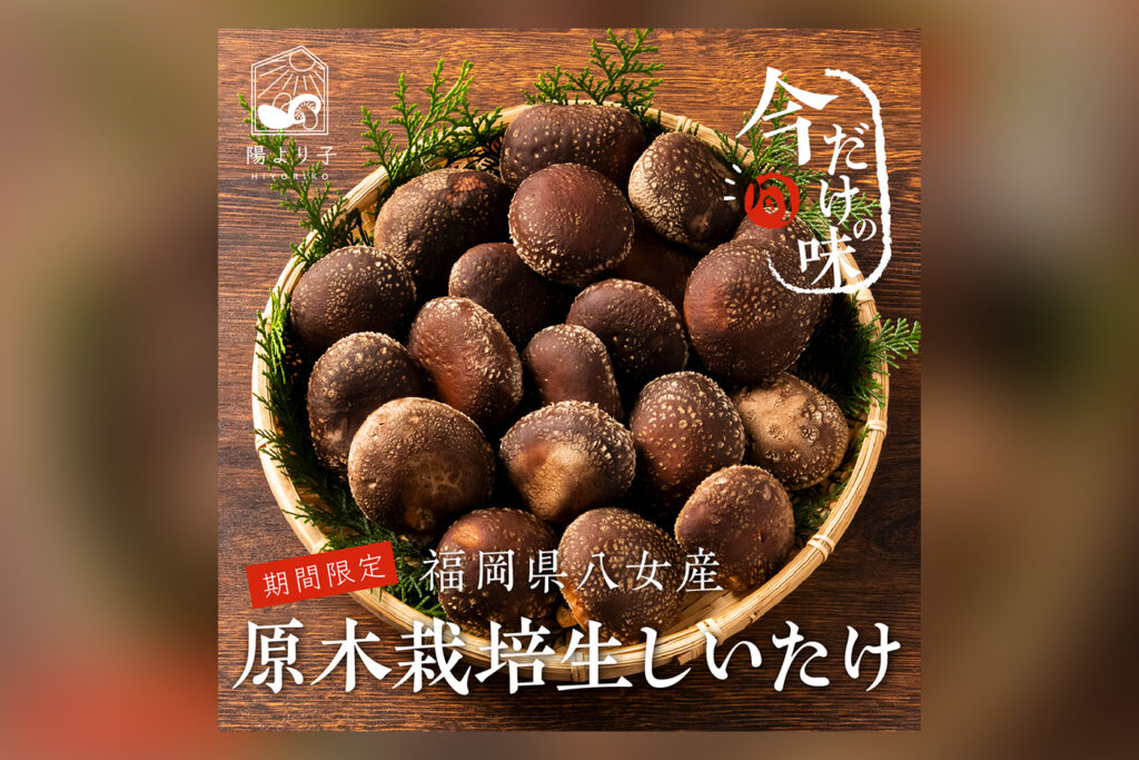 原木しいたけの豊かな香りと肉厚感を伝える、ECサイト用商品画像