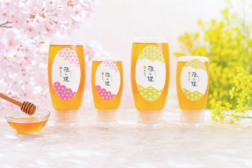 花の彩りと自然のやさしさを表現した、国産蜂蜜のパッケージデザイン
